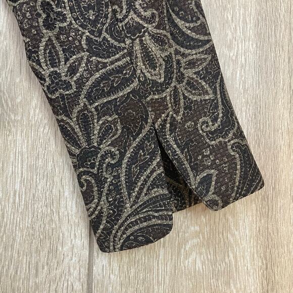 Vintage Y2K Le Suit Collections Blazer Jacket 8 Brown Black Paisley Metallic - Picture 8 of 8